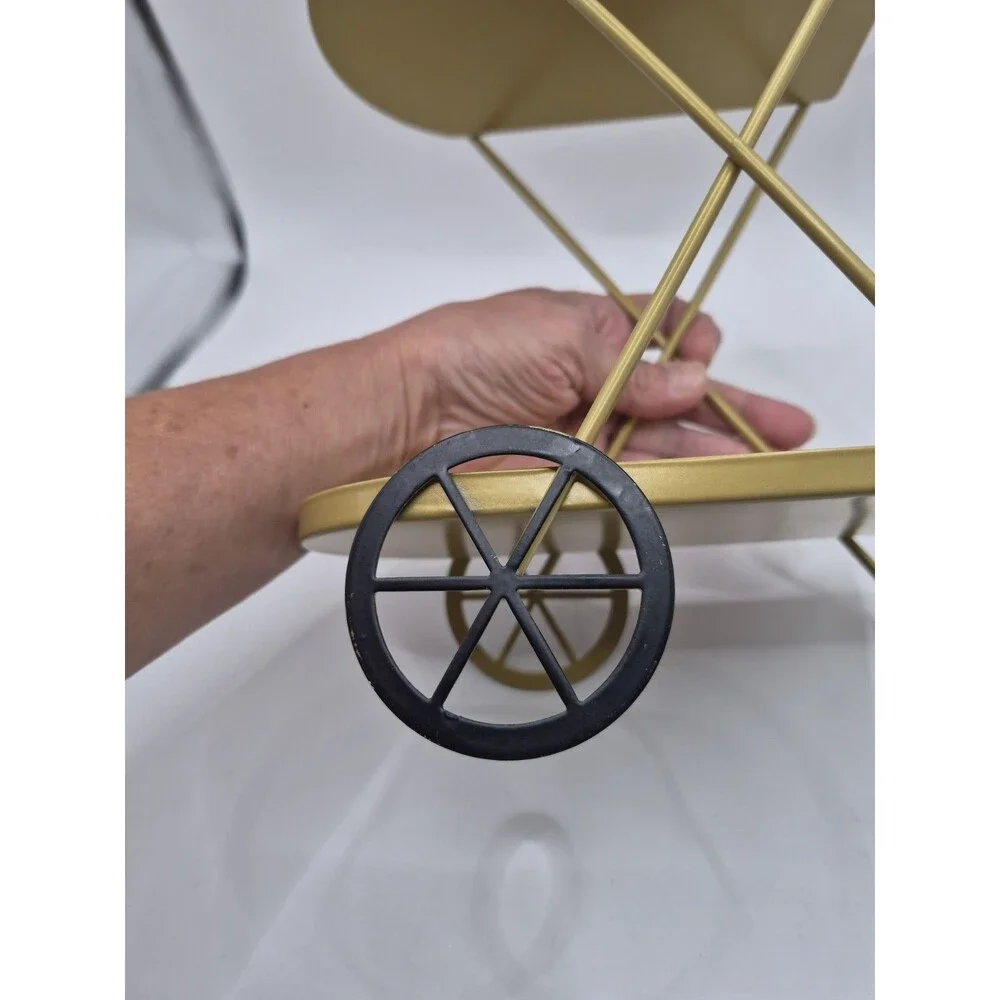 Bullseye Playground Gold 2-Tier Mini Coffee Bar Cart Kitchen Decor Metal